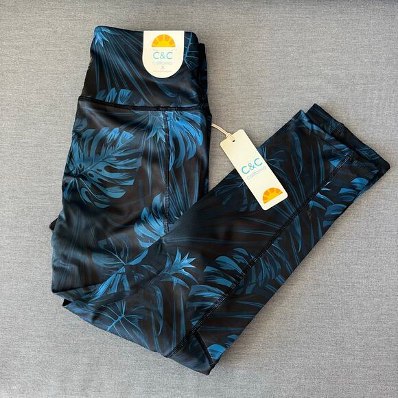 C&C California Palm Springs Black High Waist Cropped Workout Leggings Medium NWT - Picture 8 of 12